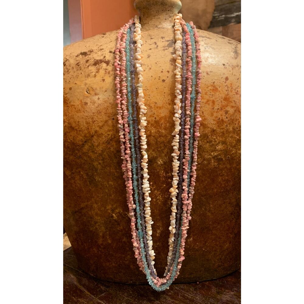 Set of 5 Gemstone Chip Necklaces